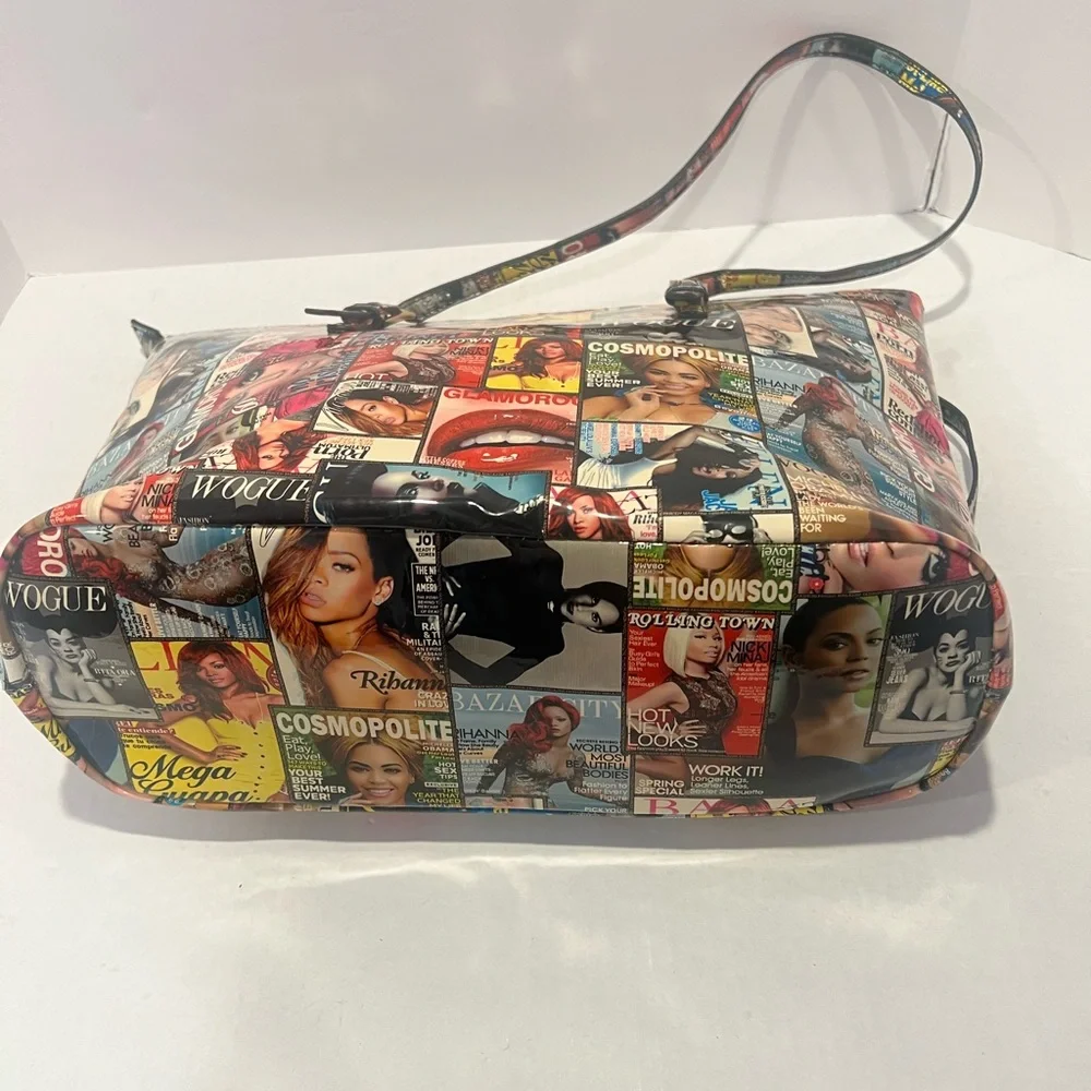 Multicolor Magazine Tote with an Eclectic Collage of Iconic Magazine Covers - Picture 4 of 14